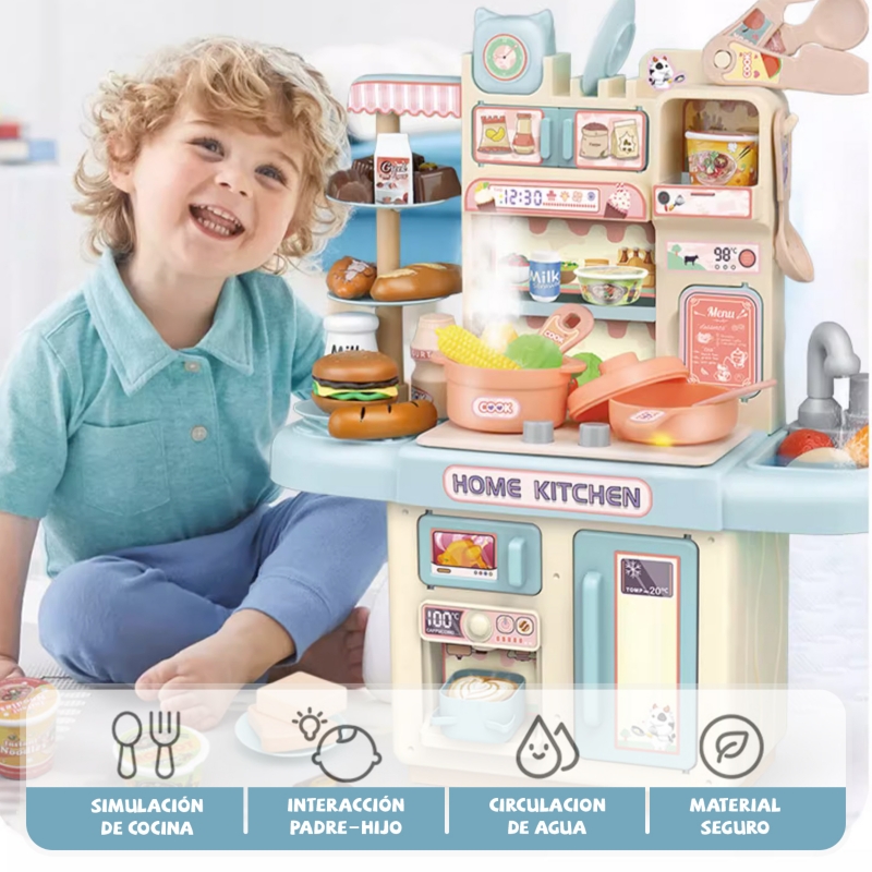 Foto 2 | Juego De Cocina De Juguete Con 32 Accesorios Para Niños Y Niñas, Color Azul - Venta Internacional.