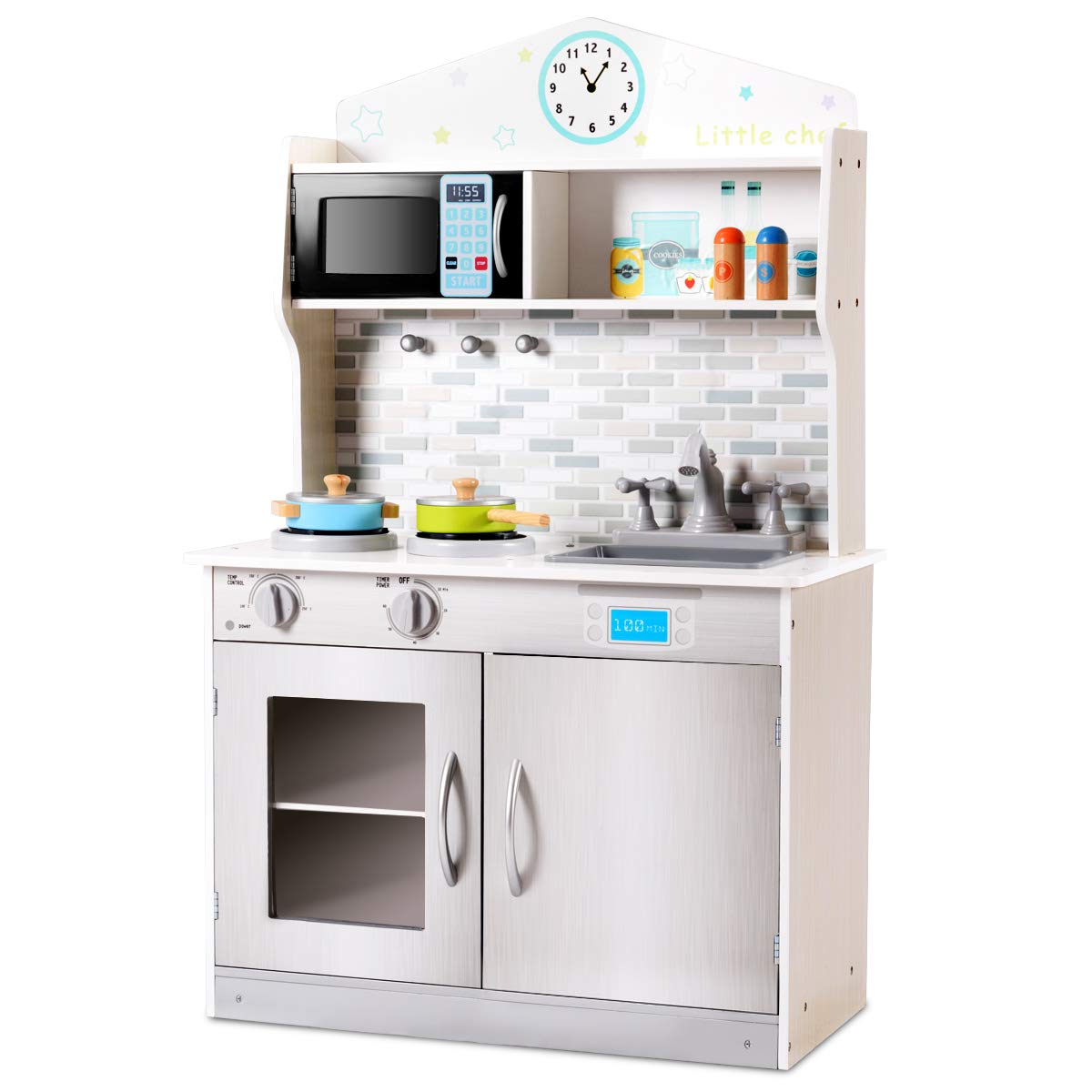 Foto 2 pulgar | Kitchen Playset Costzon Kids Wooden Pretend Chef Con Sonido - Venta Internacional.