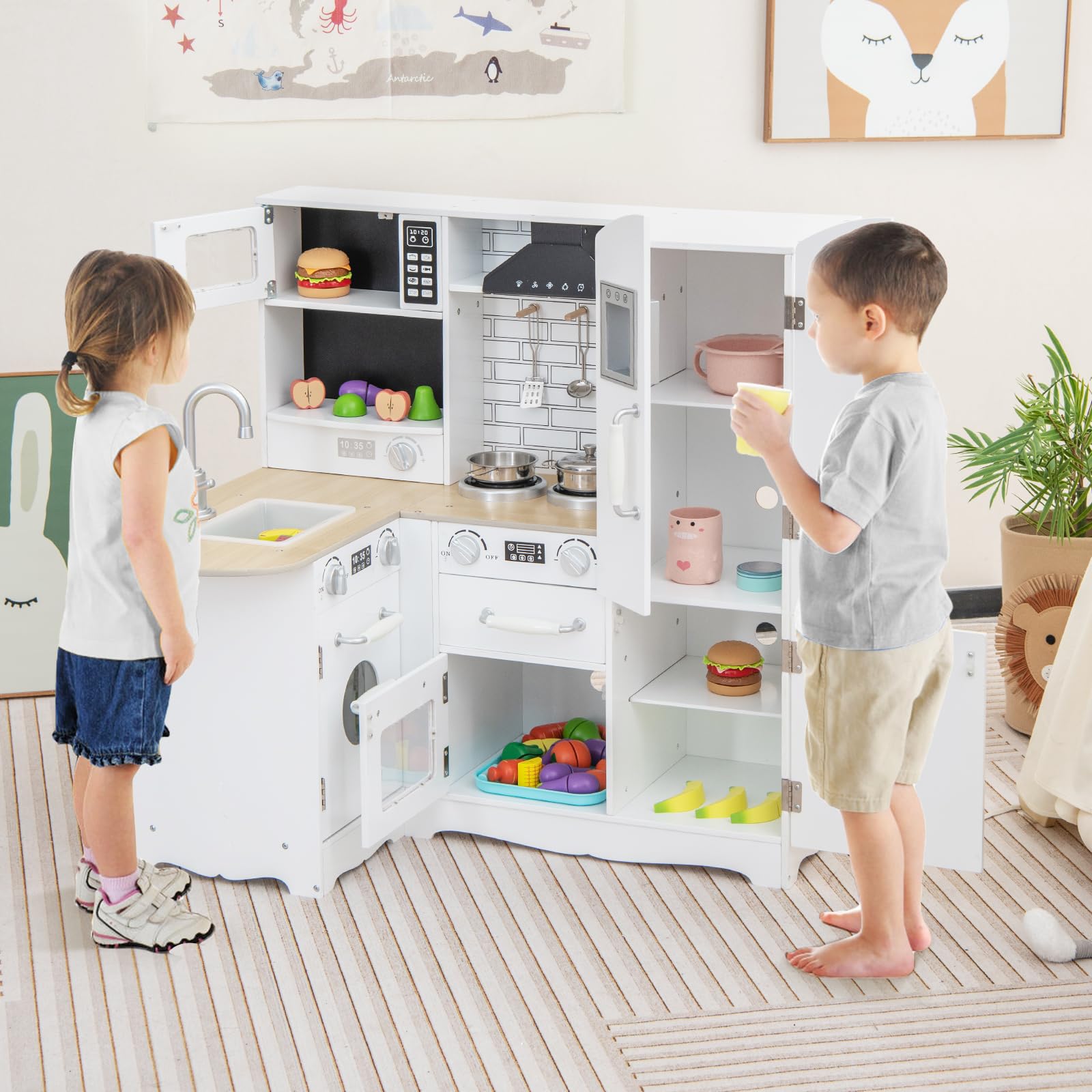 Foto 2 | Juego de Cocina Costzon Kids Corner 11 en 1 con Juguetes Realistas - Venta Internacional