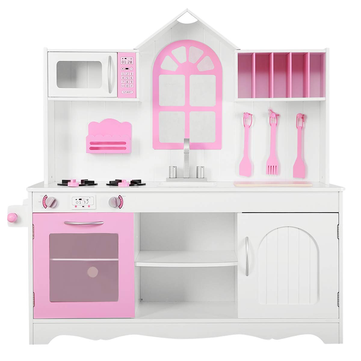 Foto 2 pulgar | Set de Cocina Costzon Kids de Madera Rosa con Sonido - Venta Internacional