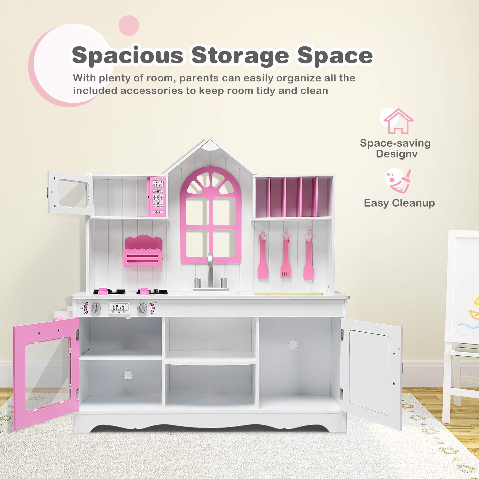 Foto 6 pulgar | Set de Cocina Costzon Kids de Madera Rosa con Sonido - Venta Internacional