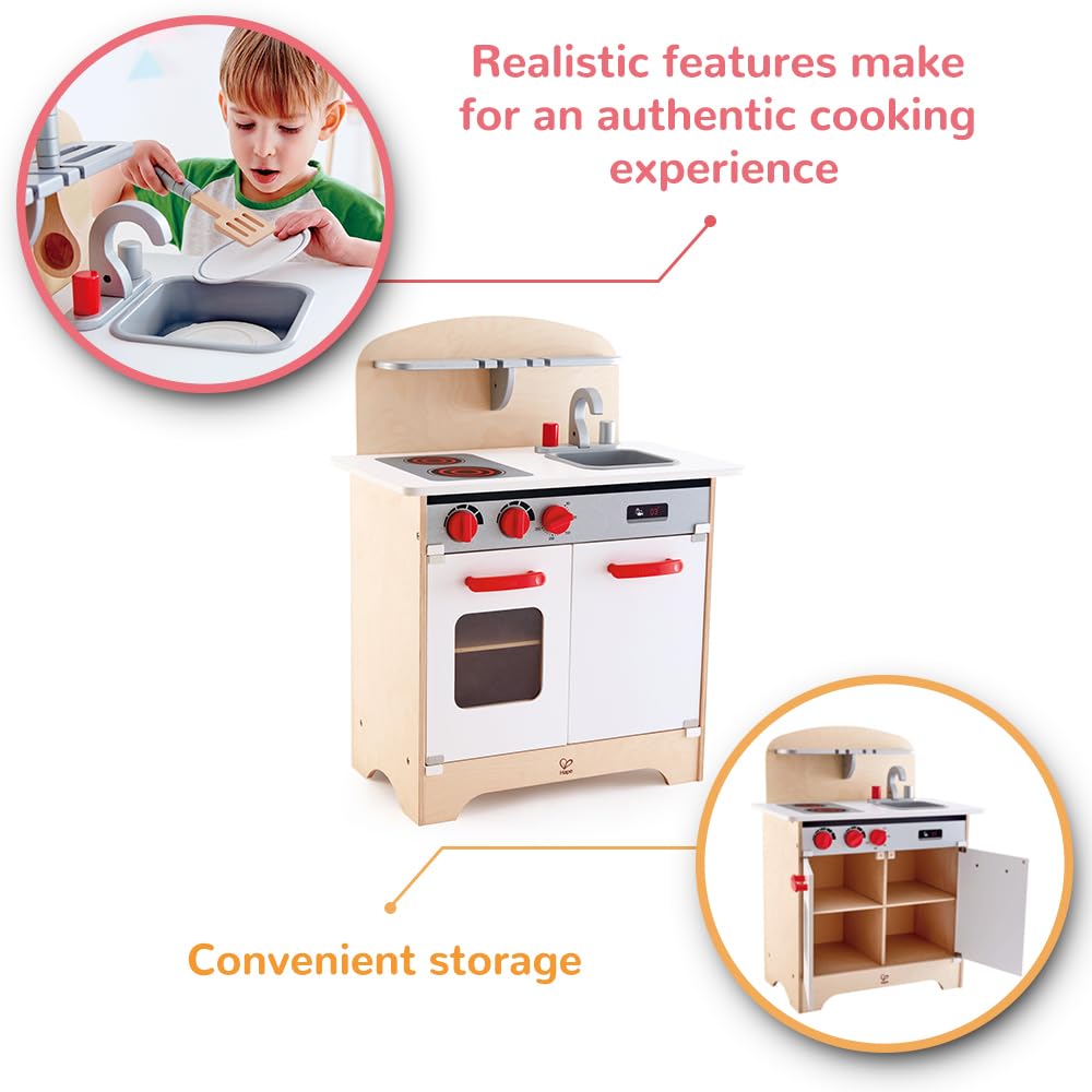 Foto 4 pulgar | Juguete de Cocina Hape Gourmet Totalmente Equipado de Madera Blanco - Venta Internacional