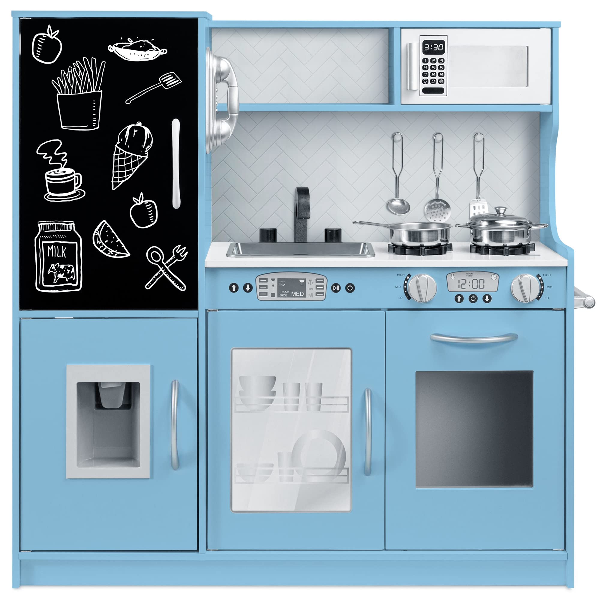 Juego De Juguetes Pretend Play Kitchen De Madera Best Choice Para Niños, Color Azul - Venta Internacional.