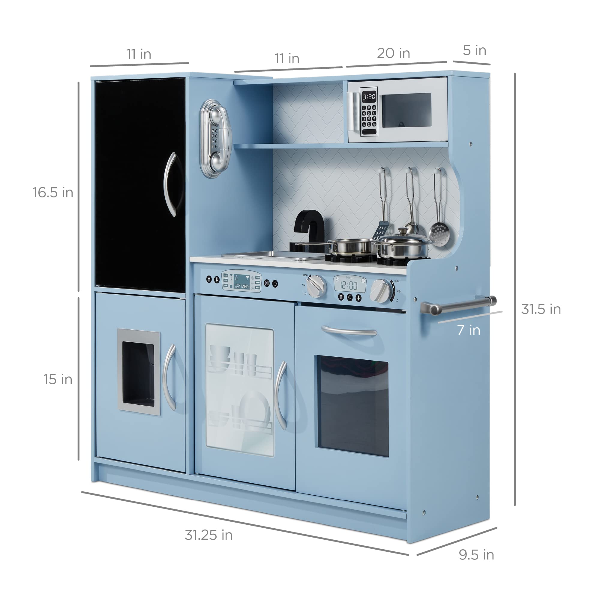 Foto 7 | Juego De Juguetes Pretend Play Kitchen De Madera Best Choice Para Niños, Color Azul - Venta Internacional.