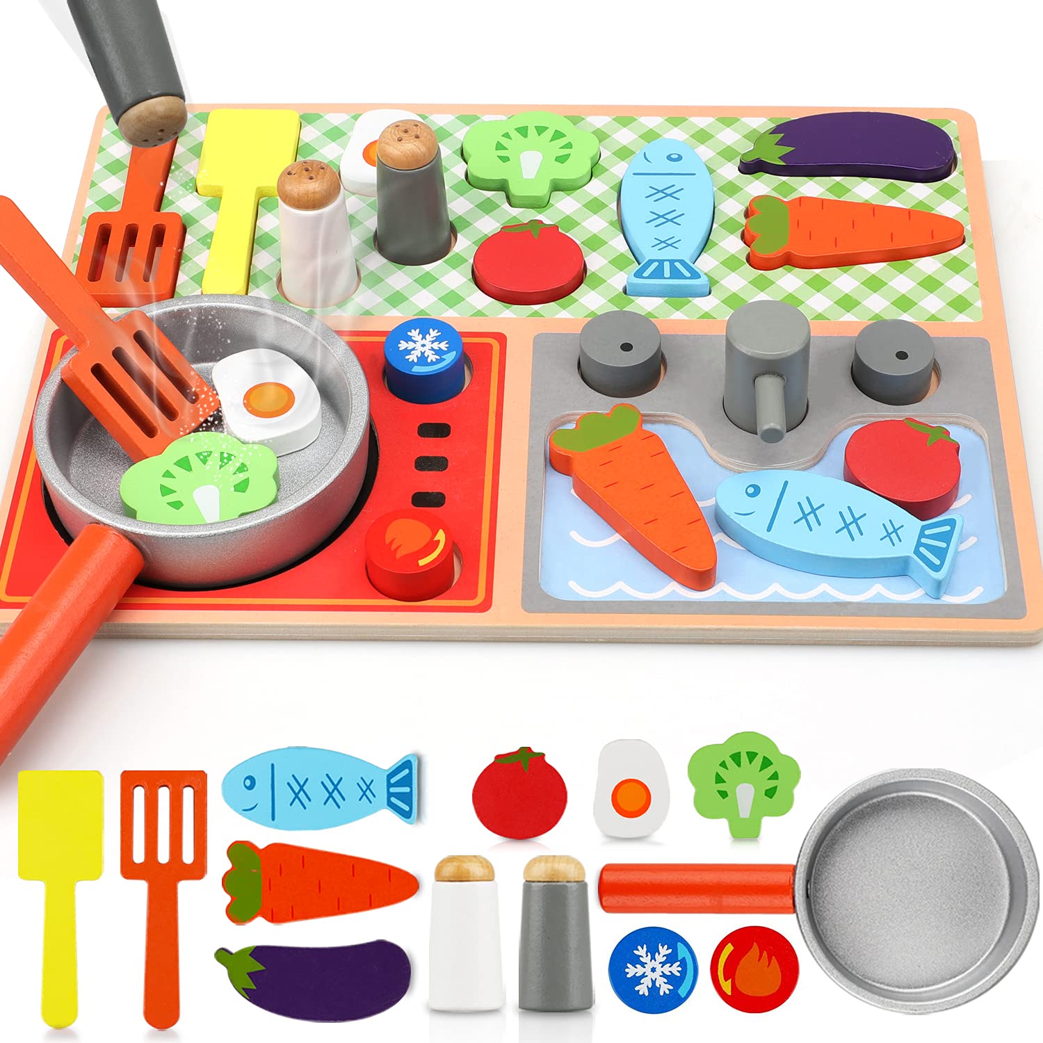 Puzle De Cocina De Madera Toy Life Para Niños De 1 A 3 Años - Venta Internacional.