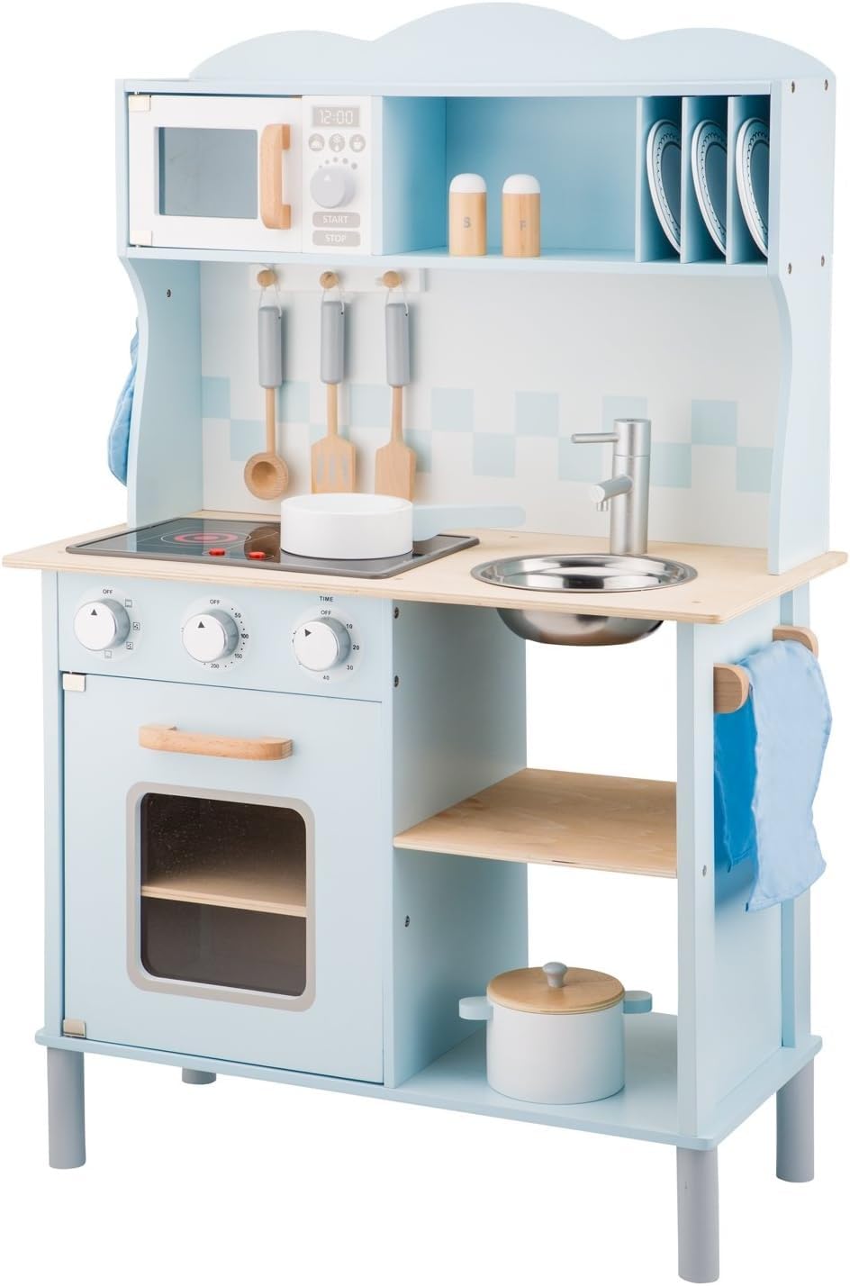 Foto 3 pulgar | Toy Kitchen, Nuevos Juguetes Clásicos De Madera Azul Con Cocina Eléctrica - Venta Internacional.