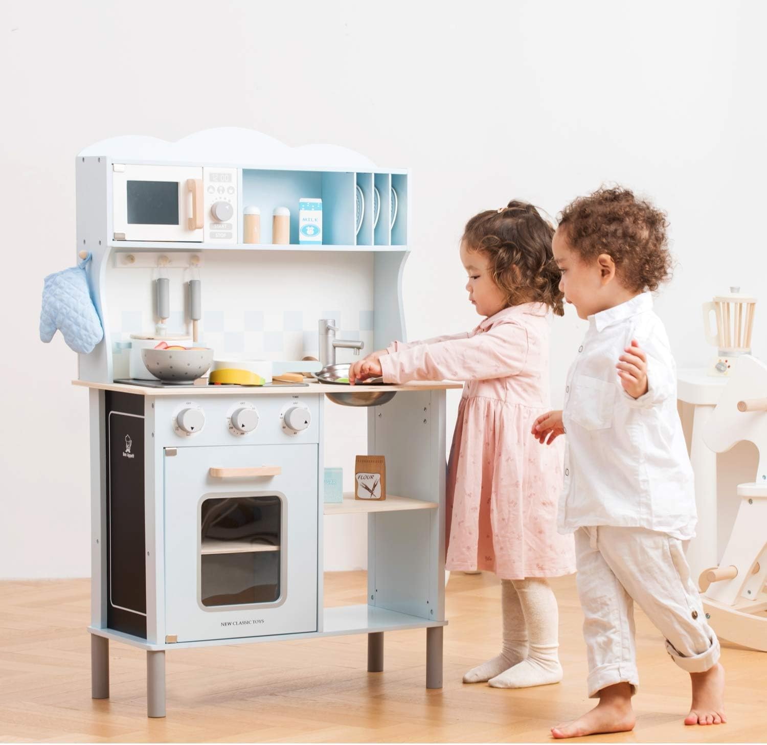 Foto 4 pulgar | Toy Kitchen, Nuevos Juguetes Clásicos De Madera Azul Con Cocina Eléctrica - Venta Internacional.