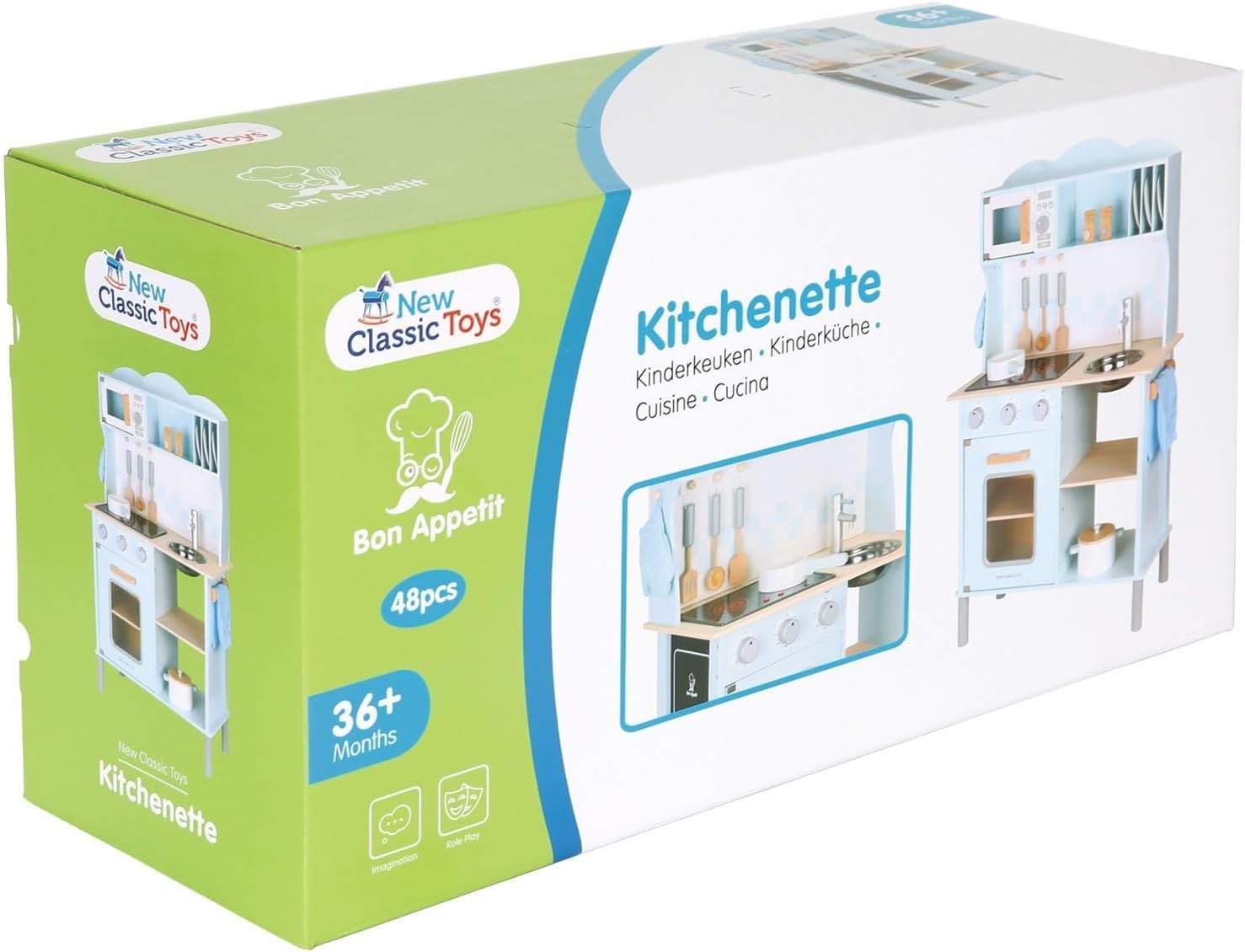 Foto 5 pulgar | Toy Kitchen, Nuevos Juguetes Clásicos De Madera Azul Con Cocina Eléctrica - Venta Internacional.