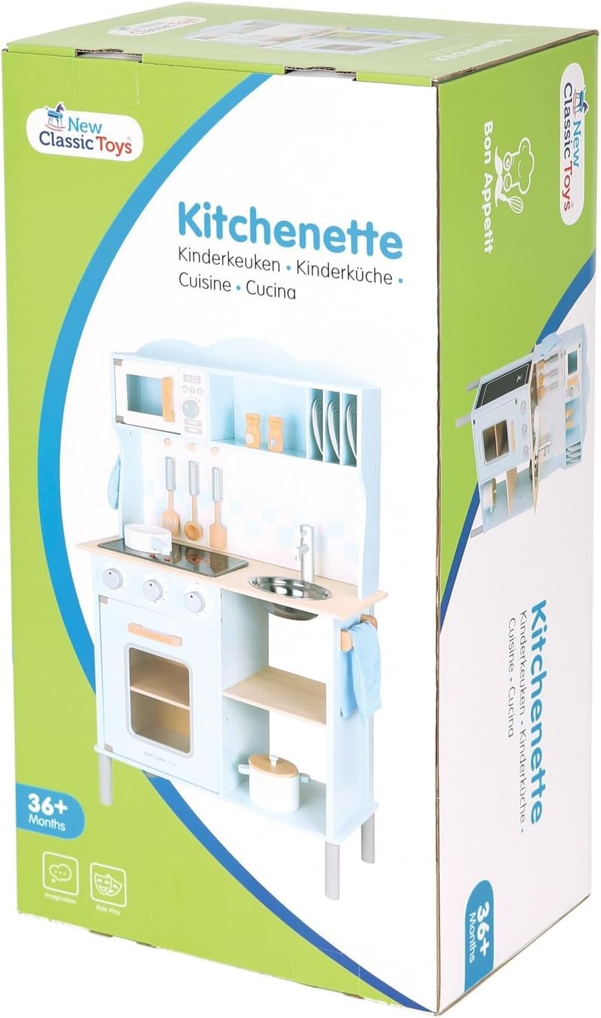 Foto 6 pulgar | Toy Kitchen, Nuevos Juguetes Clásicos De Madera Azul Con Cocina Eléctrica - Venta Internacional.