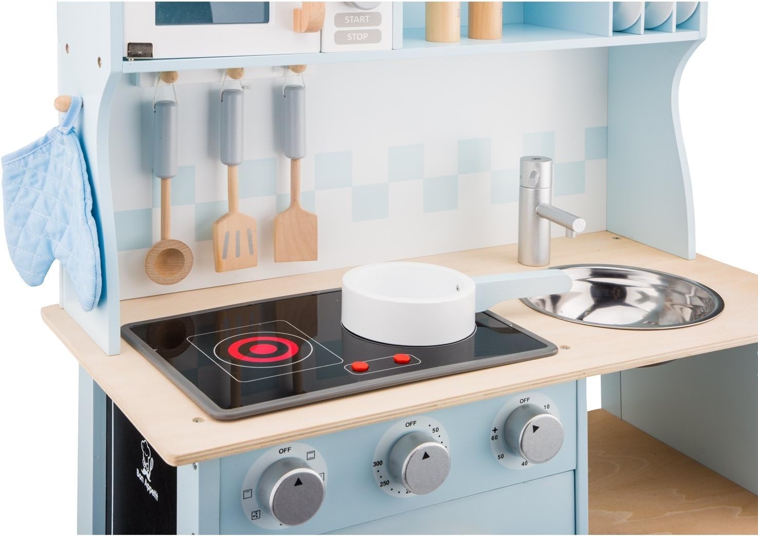 Foto 7 | Toy Kitchen, Nuevos Juguetes Clásicos De Madera Azul Con Cocina Eléctrica - Venta Internacional.