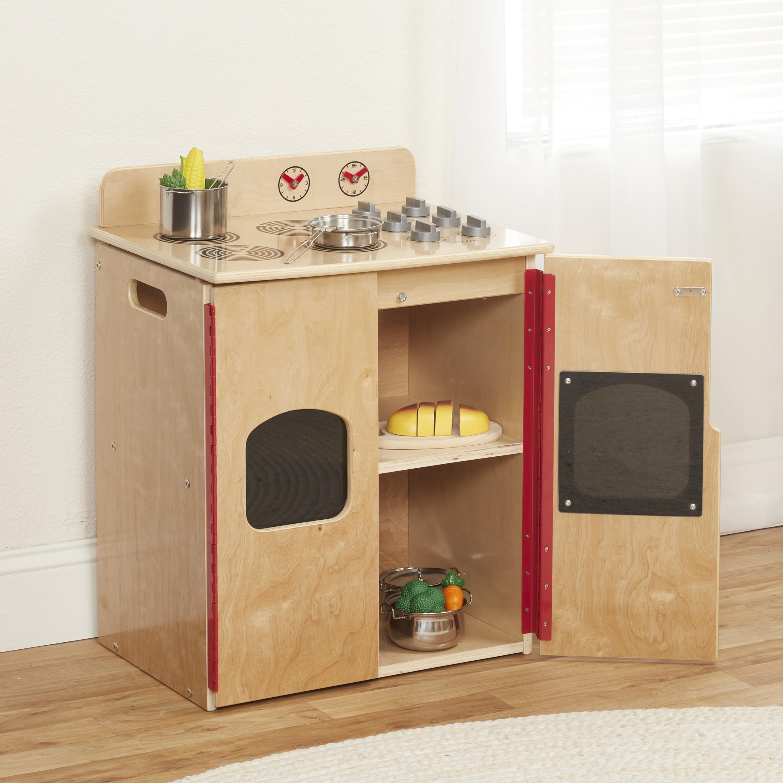 Foto 3 pulgar | Set De Juego De Madera Play Kitchen Stove Ecr4kids Con Acabado Natural - Venta Internacional.