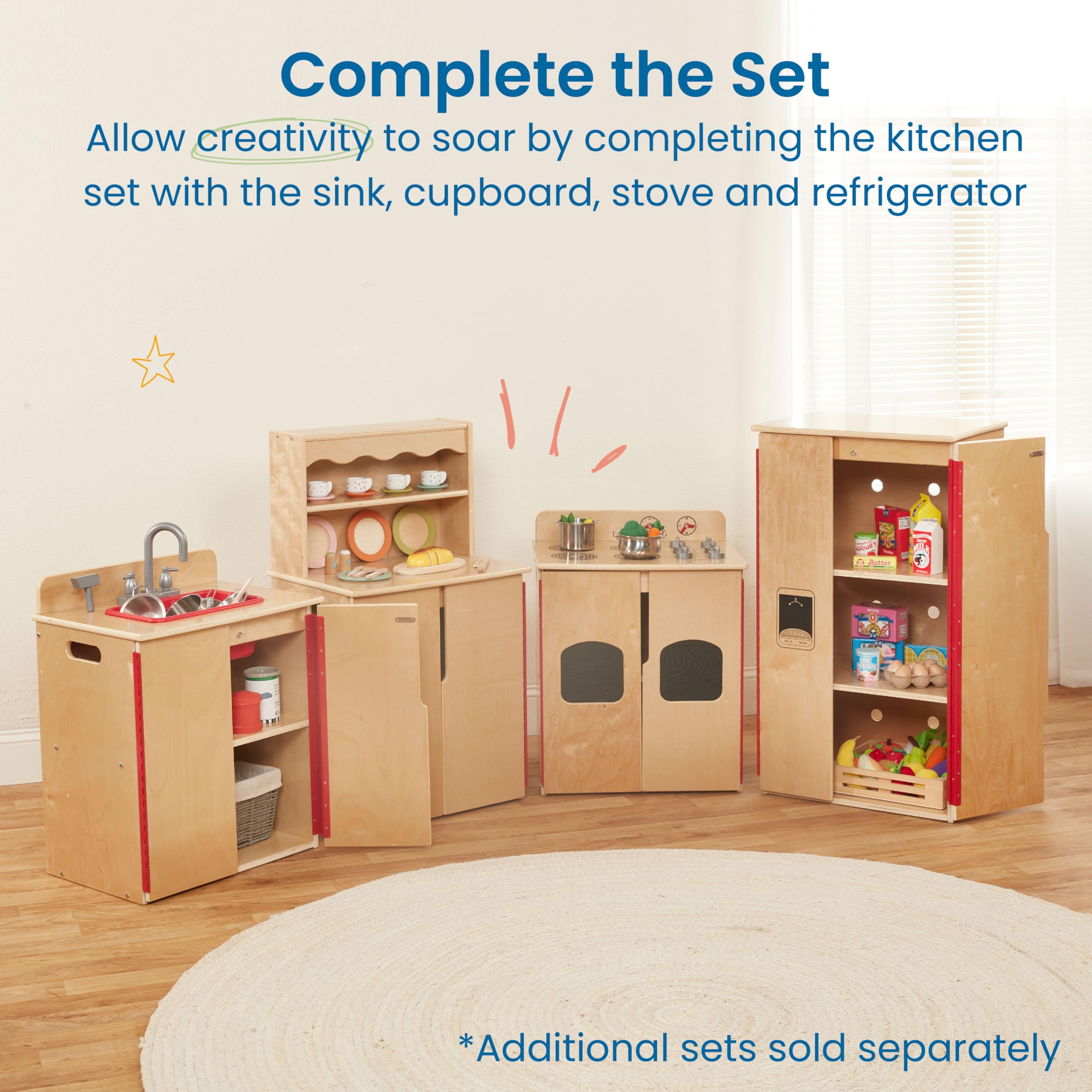 Foto 6 pulgar | Set De Juego Play Kitchen Sink Ecr4kids De Madera Natural - Venta Internacional.