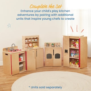 Foto 5 | Armario De Almacenamiento Play Kitchen Ecr4kids De Madera Natural - Venta Internacional.