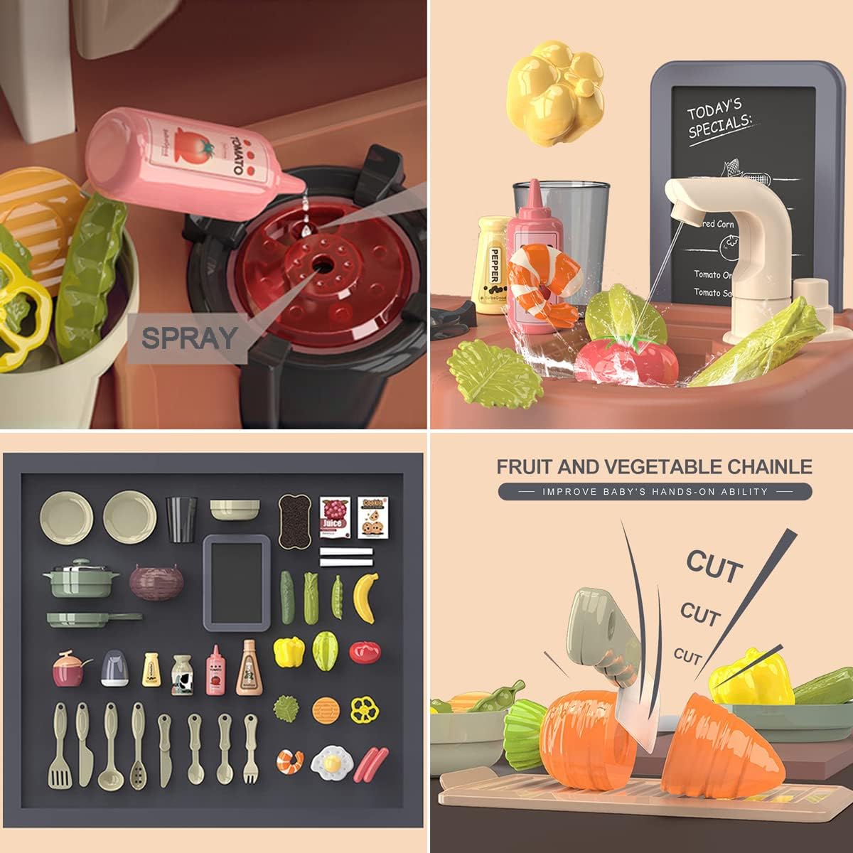 Foto 5 pulgar | Cocinita Infantil Beibegood Spraying Mist Kitchen Am066 43pz