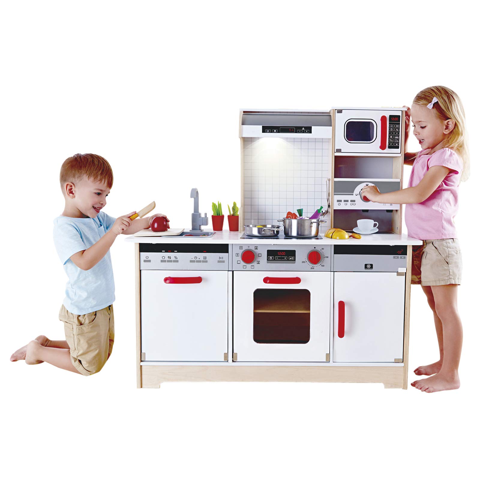 Todo-en-1 Play Kitchen Hape Kids De Madera Con Accesorios, Color Blanco - Venta Internacional.