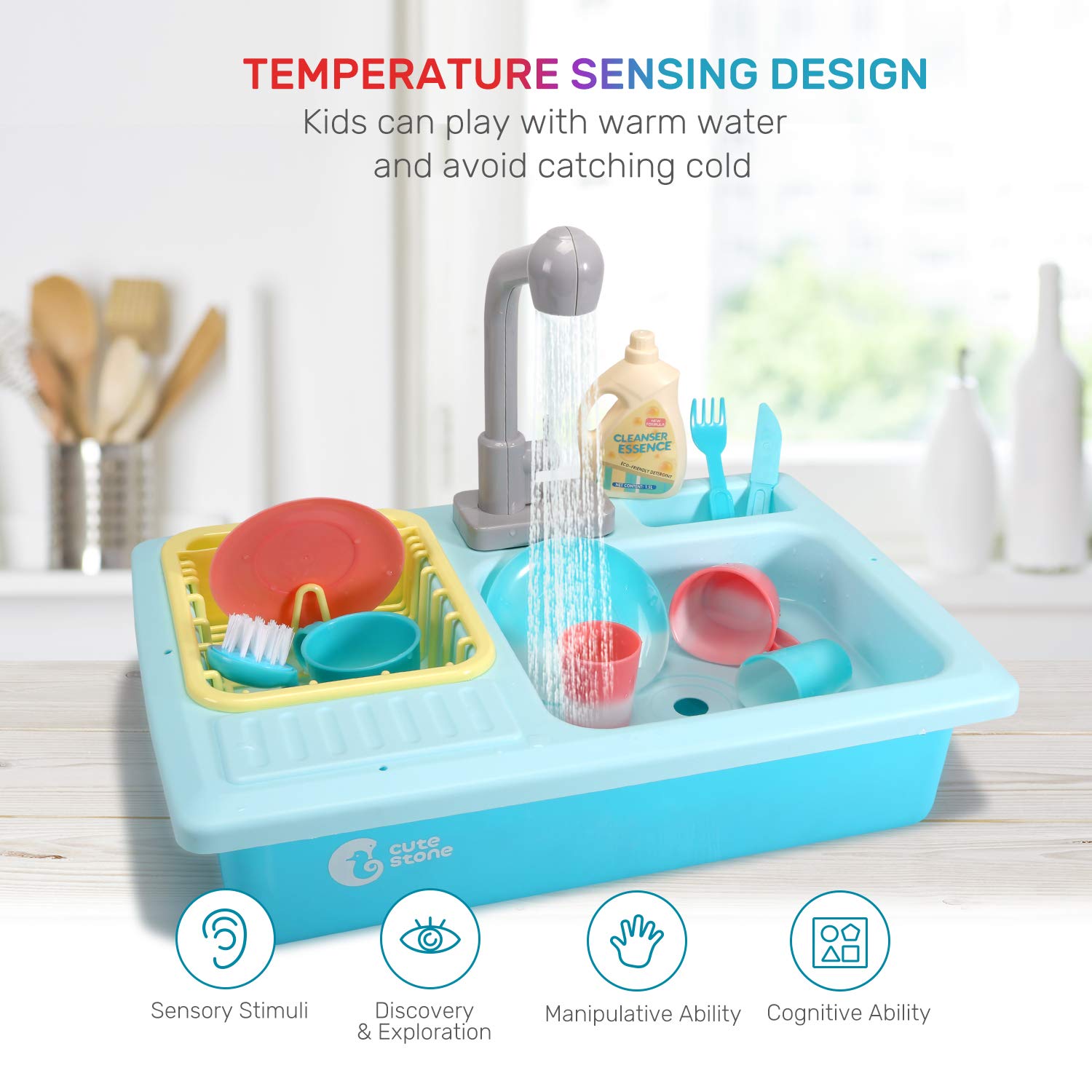 Foto 3 pulgar | Juguete Para Fregadero De Cocina Con Diseño De Piedra Que Cambia De Color Con Agua Corriente - Venta Internacional.