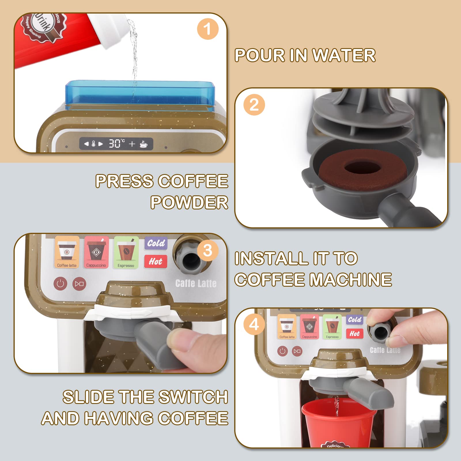 Foto 2 | Cafetería Pretend Play Con Cafetera Y Caja Registradora 3+ - Venta Internacional.