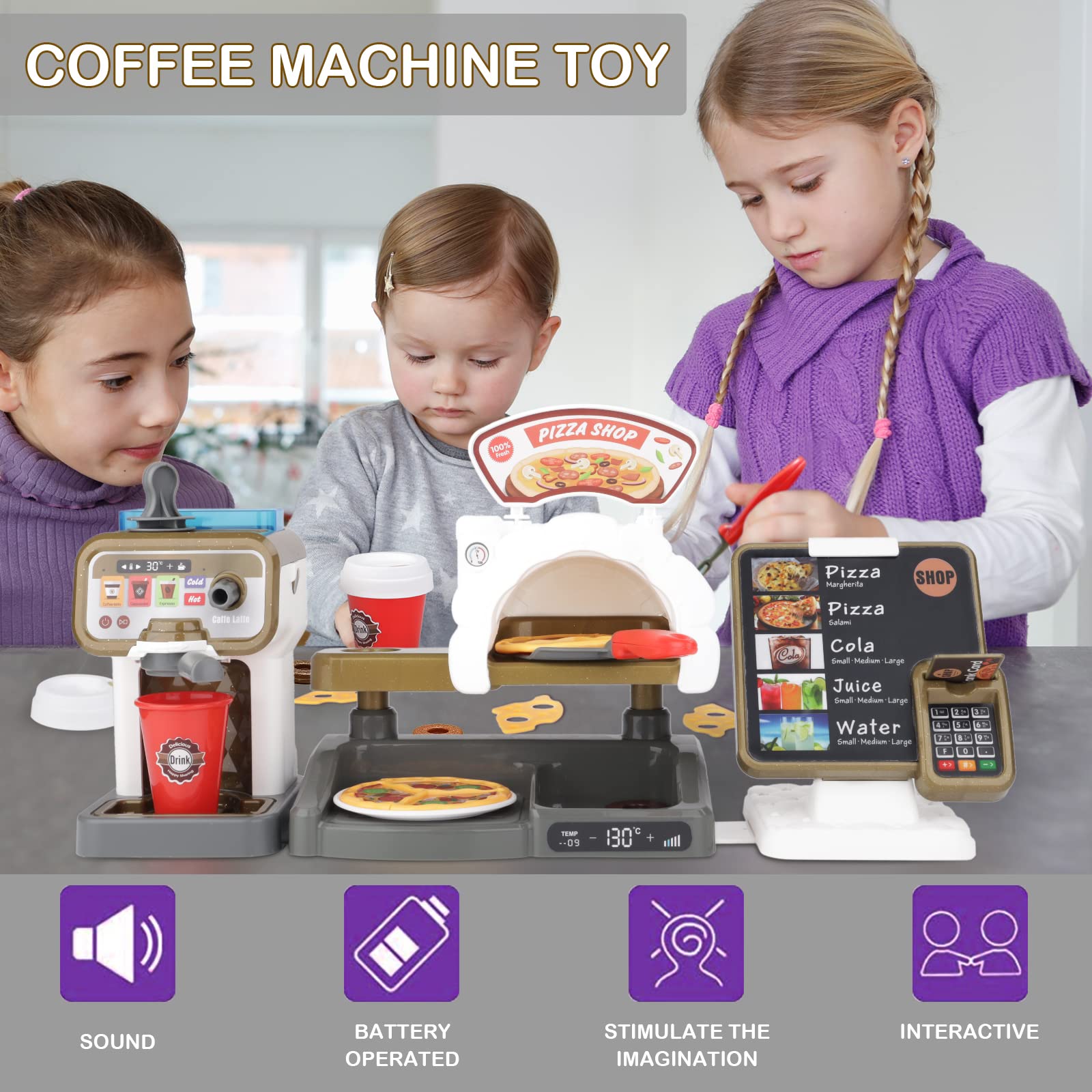 Foto 5 pulgar | Cafetería Pretend Play Con Cafetera Y Caja Registradora 3+ - Venta Internacional.