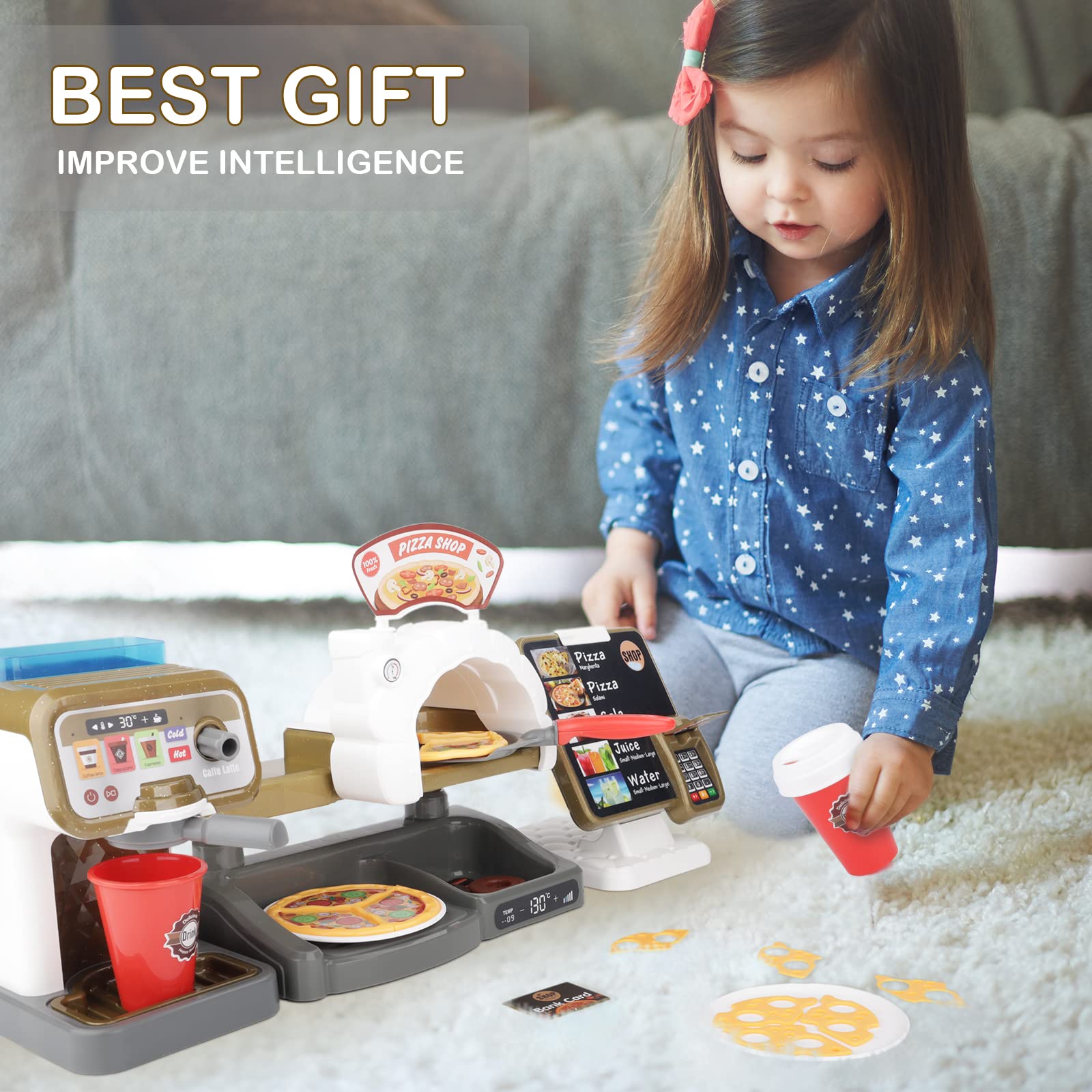 Foto 8 pulgar | Cafetería Pretend Play Con Cafetera Y Caja Registradora 3+ - Venta Internacional.