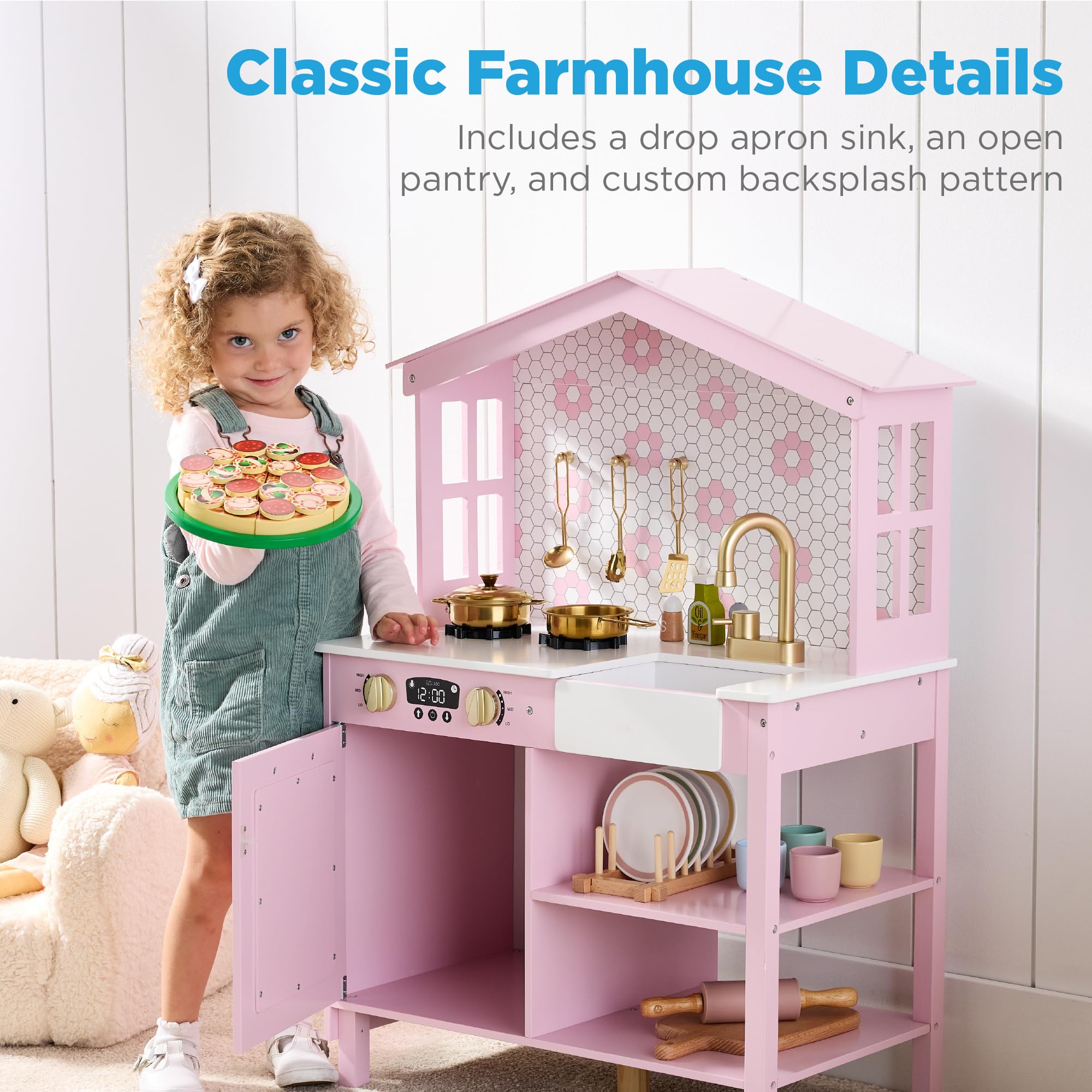 Foto 2 | Juego De Cocina Farmhouse Best Choice Products Para Niños Con Stora - Venta Internacional.