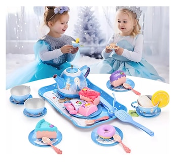 Foto 4 | Juguete De Cocina Juego De Té Para Niños Con Pastel De Juguete Azul