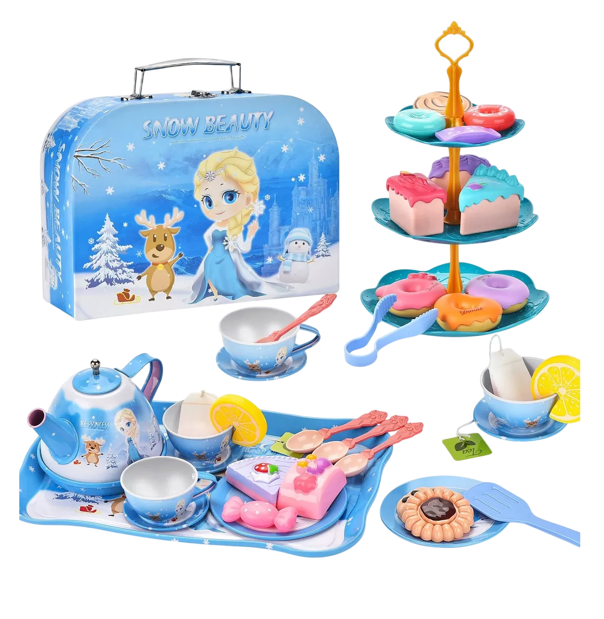 Foto 1 | Juguete De Cocina Juego De Té Para Niños Con Pastel De Juguete Azul