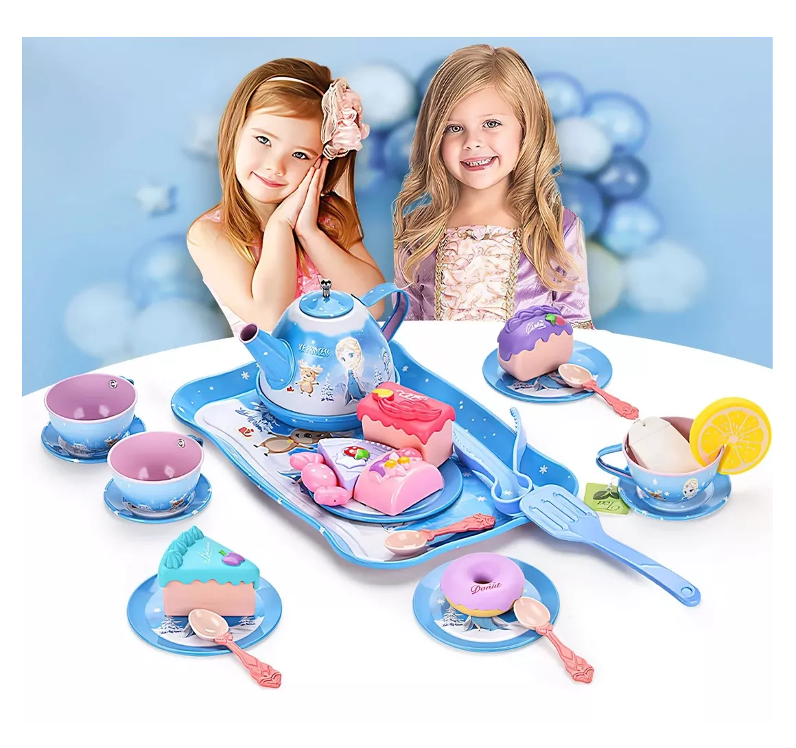 Foto 4 pulgar | Juguete De Cocina Juego De Té Para Niños Con Pastel De Juguete Azul