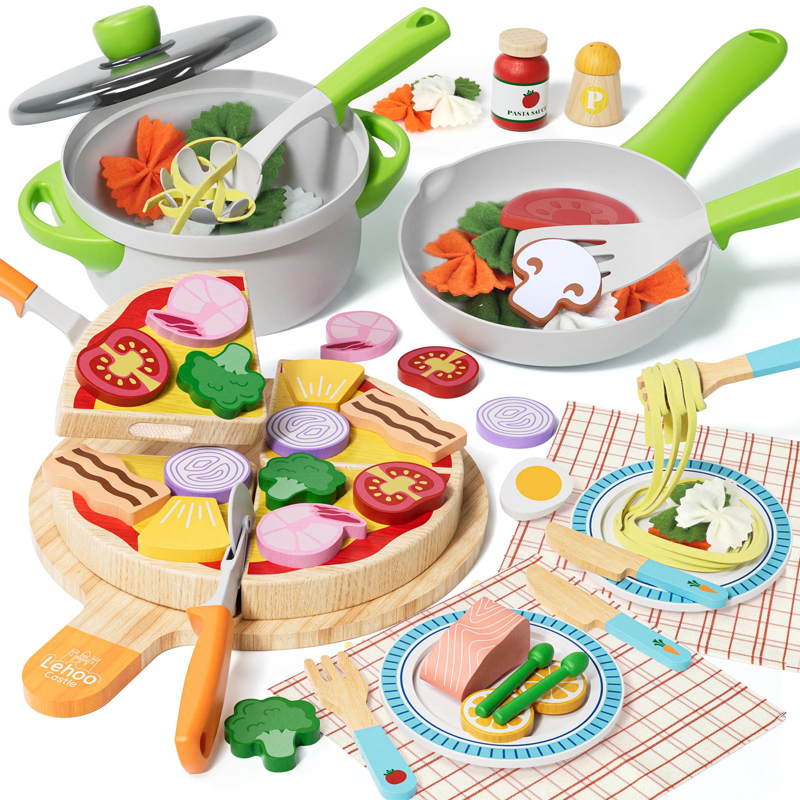 Juego De Accesorios De Cocina Lehoo Castle De Play Food Con Olla Y Sartén - Venta Internacional.