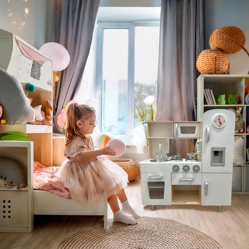 Foto 7 pulgar | Cocina Infantil Moderna de Juguete Madera Blanco con Beige