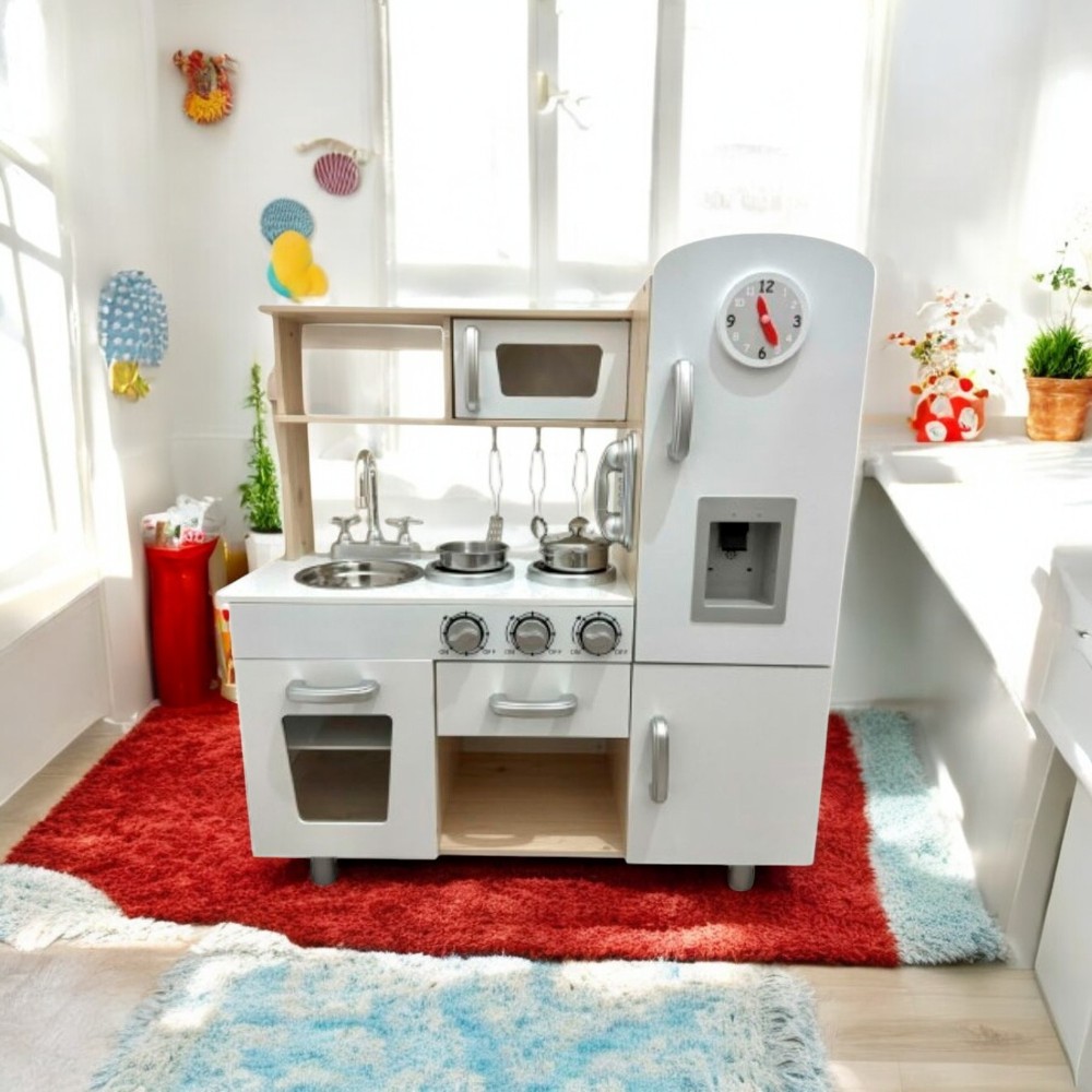 Foto 8 pulgar | Cocina Infantil Moderna de Juguete Madera Blanco con Beige
