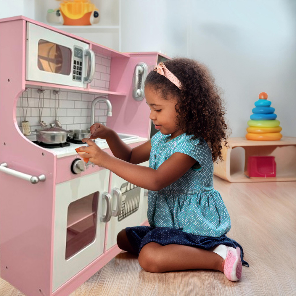 Foto 6 pulgar | Cocina Moderna Infantil de Juguete de Madera Rosa