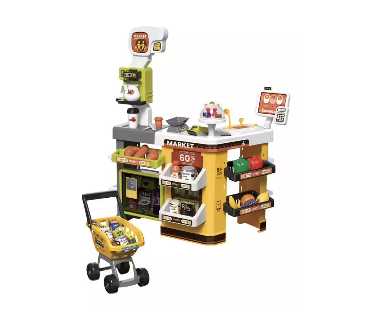 Supermercado de Juguete Andi Toys con Carrito Luz y Sonido 102 Accesorios