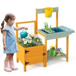 Banco Para Macetas Para Niños Costzon De Mud Kitchen Con Cama De Jardín Y Ventana - Venta Internacional.