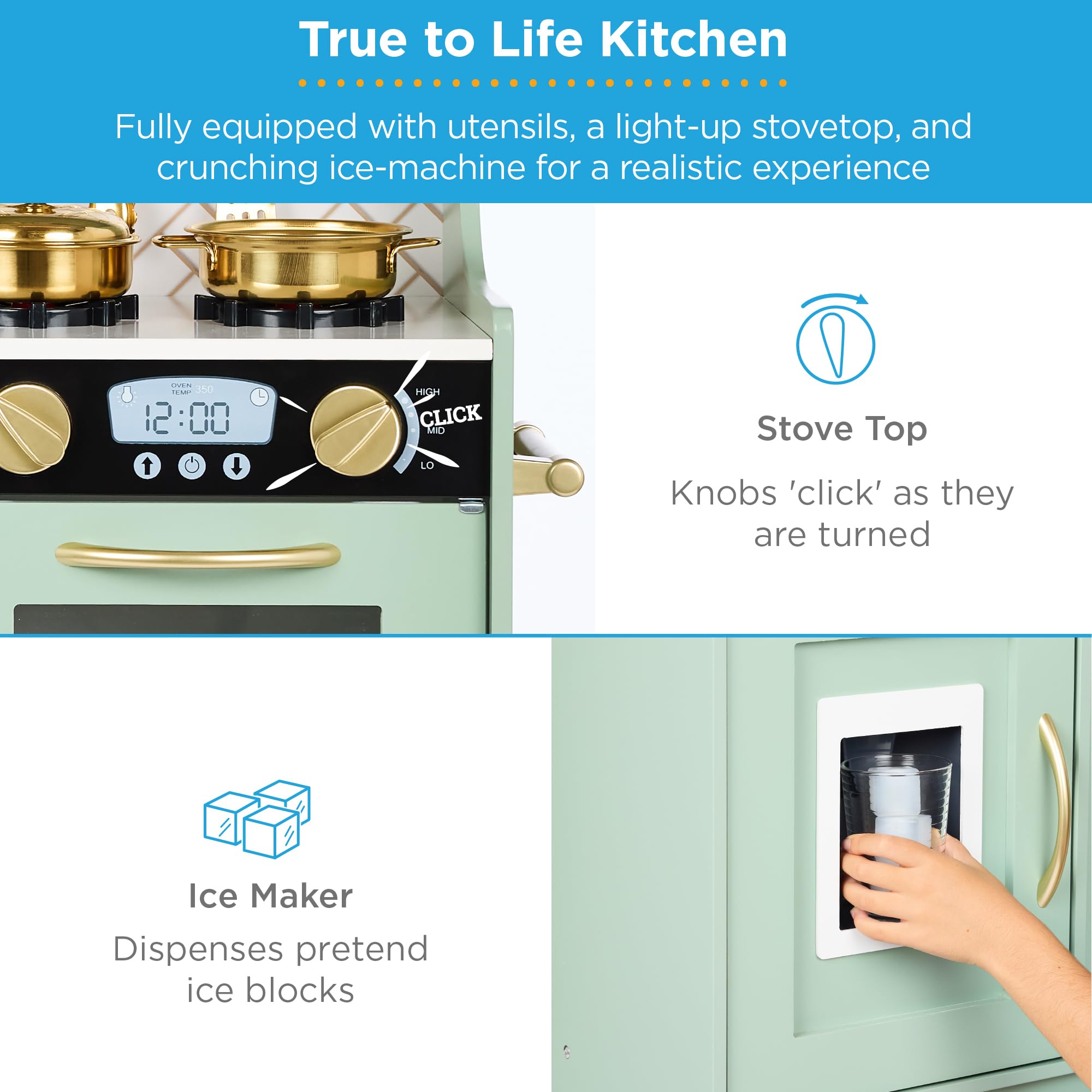 Foto 5 | Juego De Simulación De Madera Toy Kitchen Best Choice Products Con Accesorios - Venta Internacional.