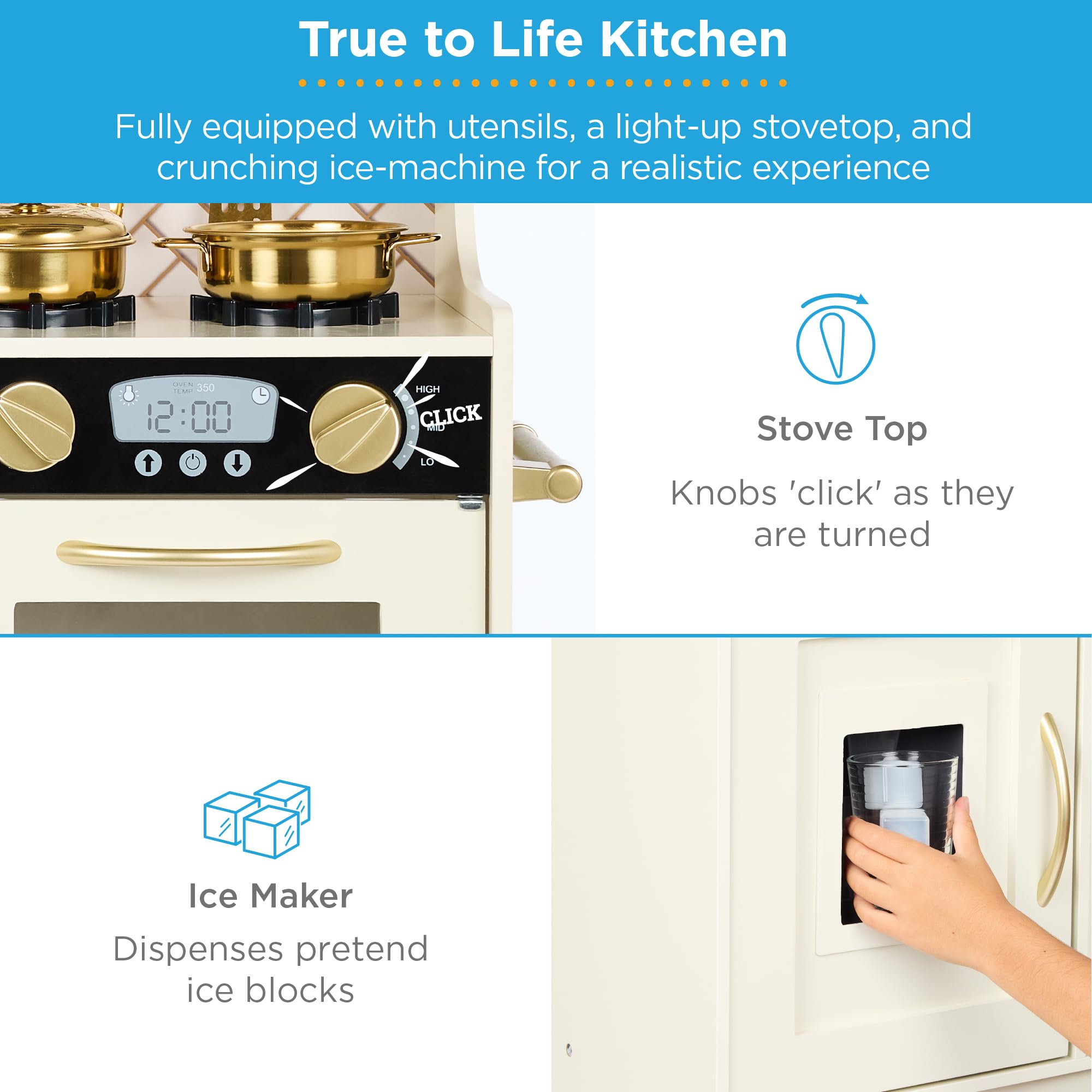 Foto 6 pulgar | Toy Kitchen Best Choice Products Pretend Play, Color Crema - Venta Internacional.