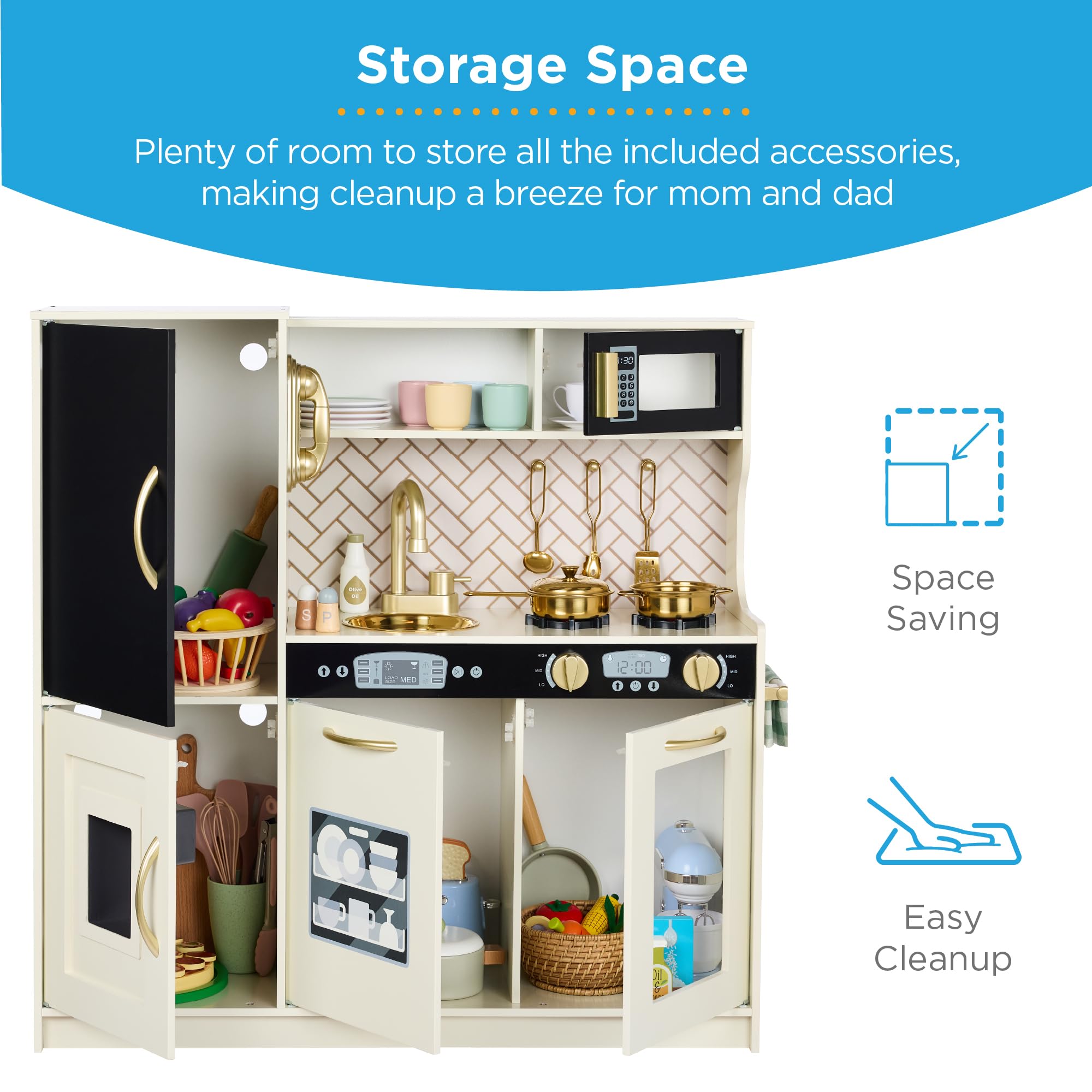 Foto 7 pulgar | Toy Kitchen Best Choice Products Pretend Play, Color Crema - Venta Internacional.