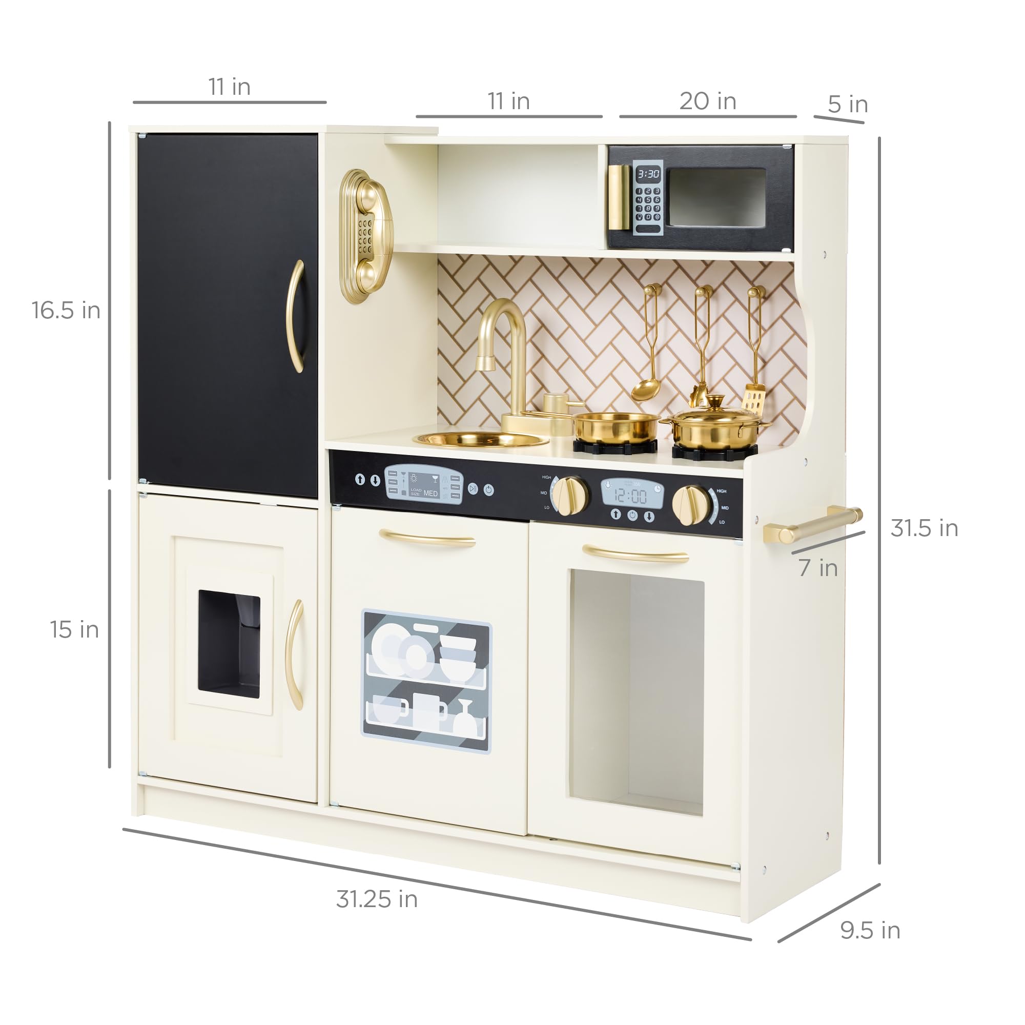 Foto 8 pulgar | Toy Kitchen Best Choice Products Pretend Play, Color Crema - Venta Internacional.