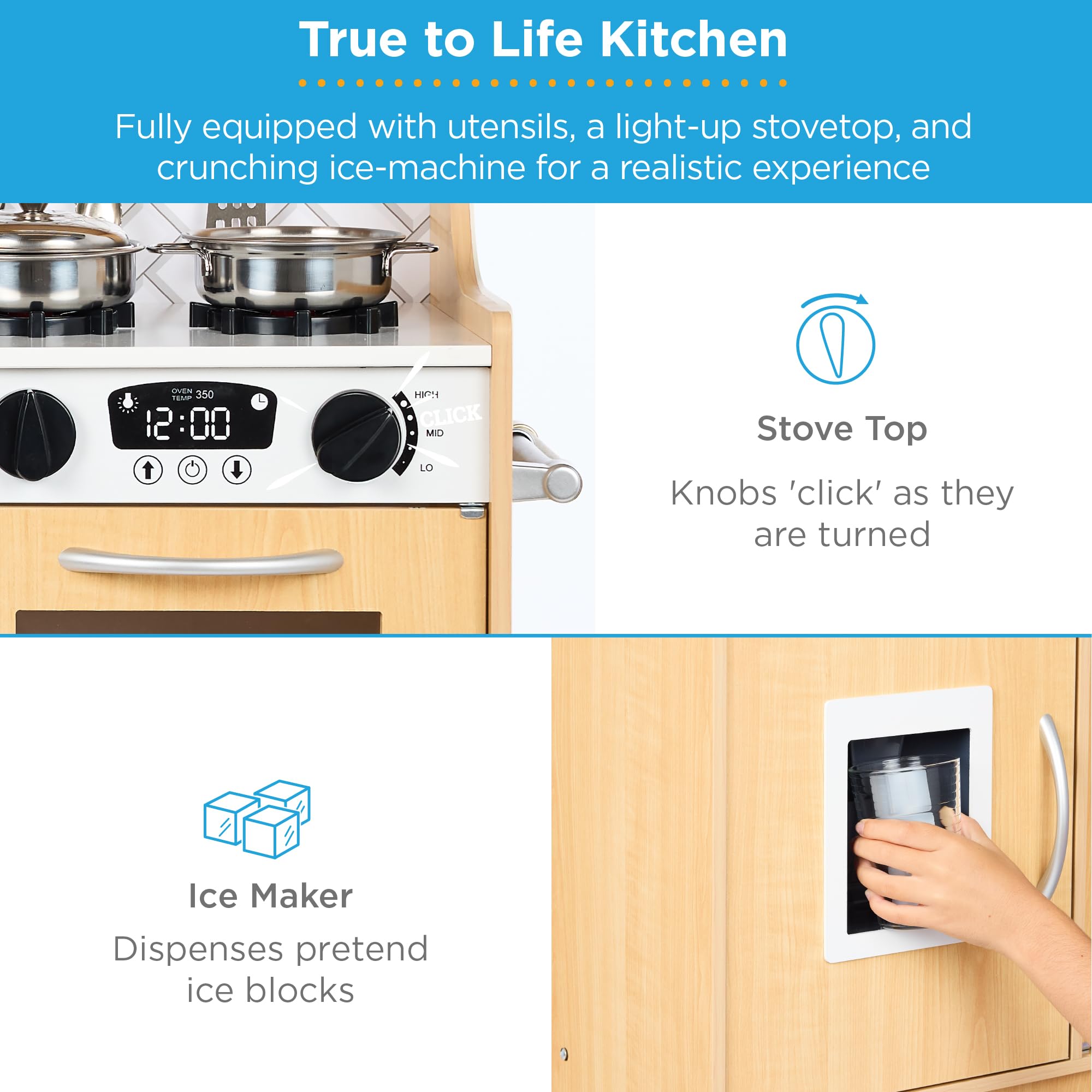 Foto 6 pulgar | Juego De Simulación De Madera Toy Kitchen Best Choice Products Con Accesorios - Venta Internacional.