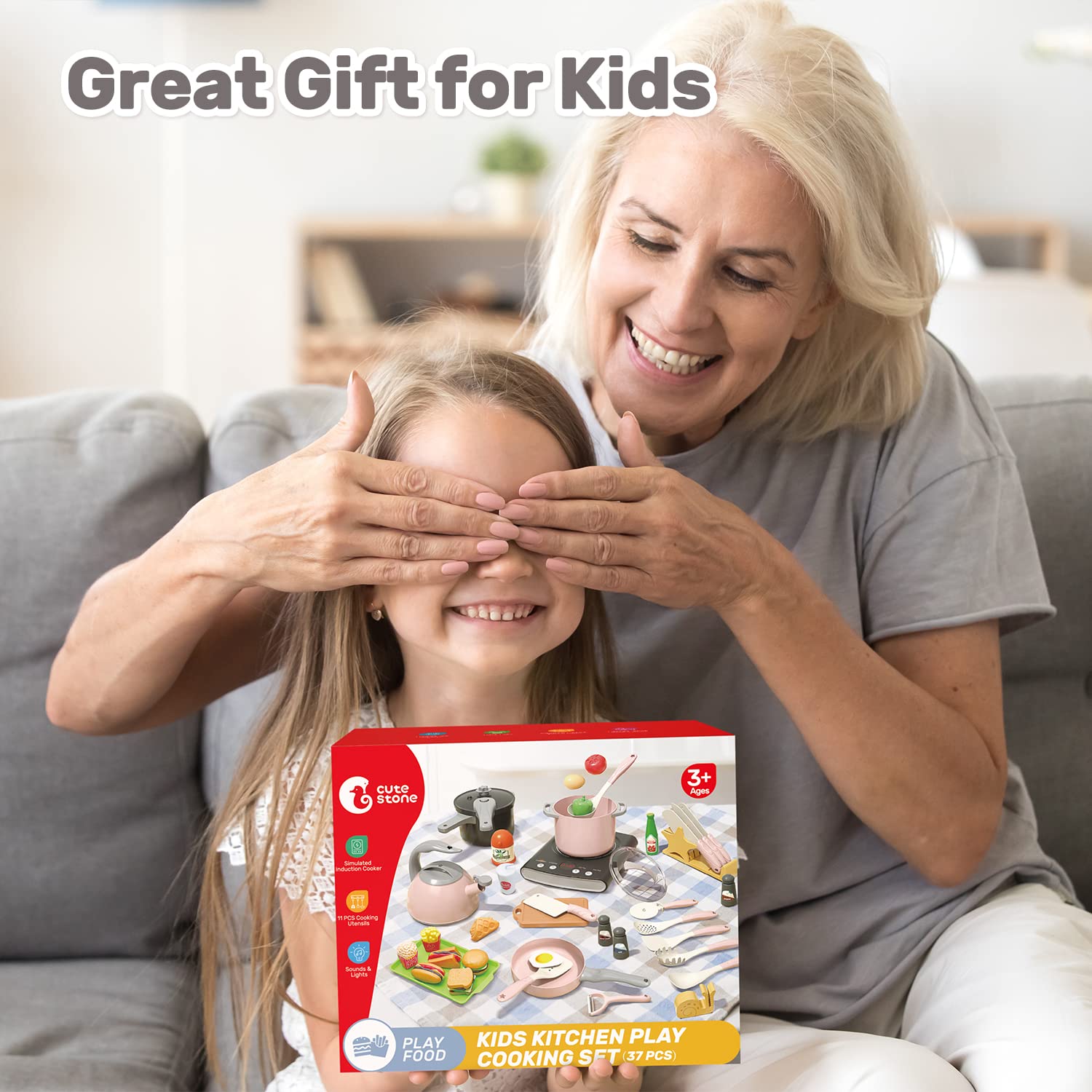 Foto 8 pulgar | Juego de Accesorios de Cocina Cute Stone con Placa de Cocina 37 Piezas para Niños - Venta Internacional