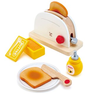 Foto 1 | Set De Tostadora Pretend Play En Forma De Madera Blanca Para Niños En Edad Preescolar - Venta Internacional.