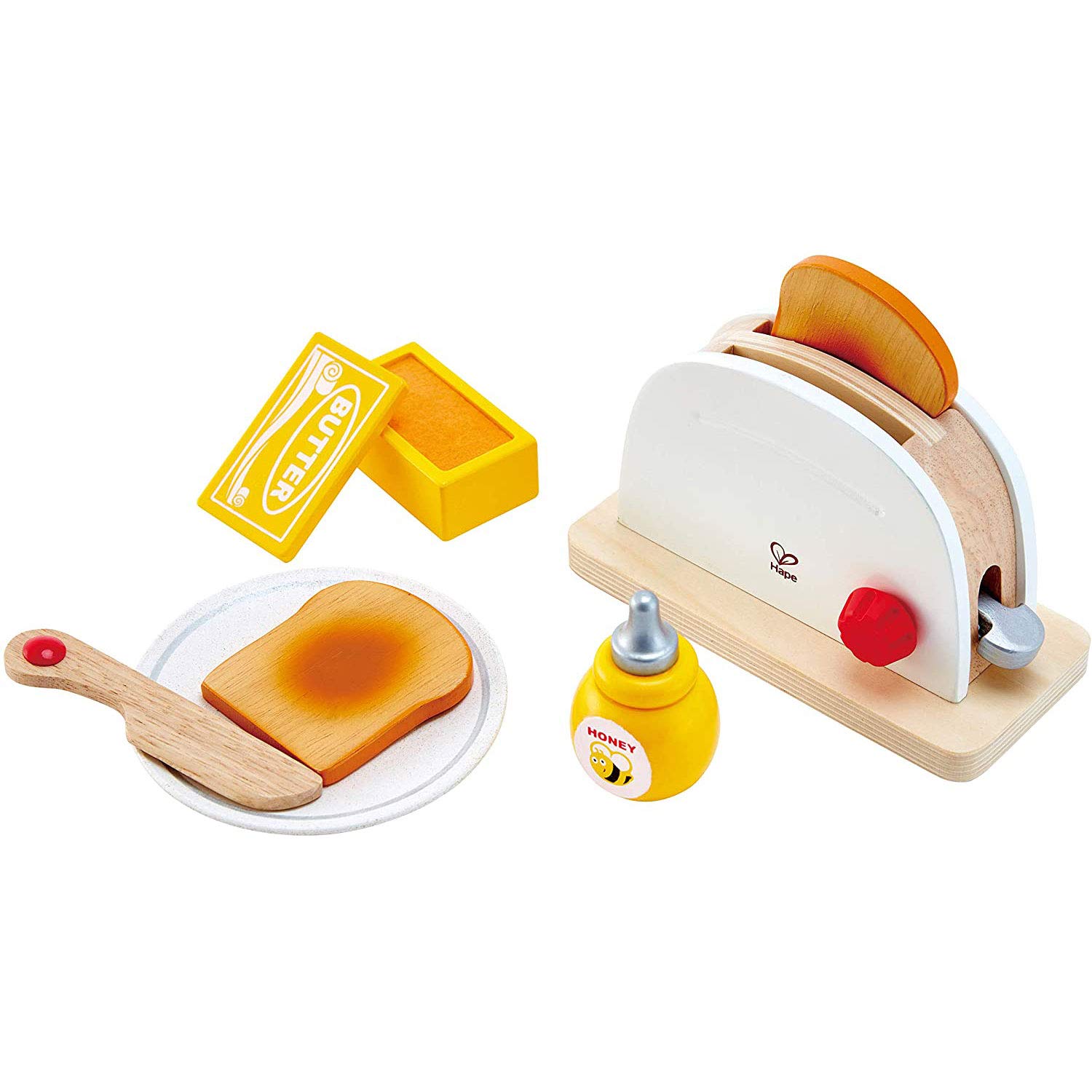 Foto 3 pulgar | Set De Tostadora Pretend Play En Forma De Madera Blanca Para Niños En Edad Preescolar - Venta Internacional.