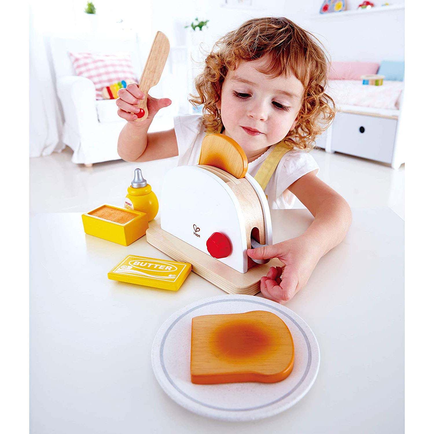 Foto 5 pulgar | Set De Tostadora Pretend Play En Forma De Madera Blanca Para Niños En Edad Preescolar - Venta Internacional.