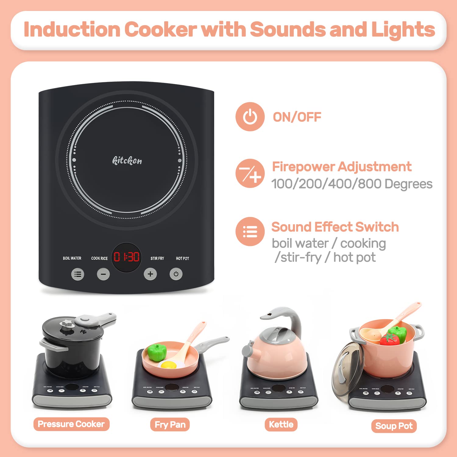 Foto 4 pulgar | Juego De Accesorios De Cocina Play Cute Stone Kids Con Placa De Cocina, 37 Piezas - Venta Internacional.