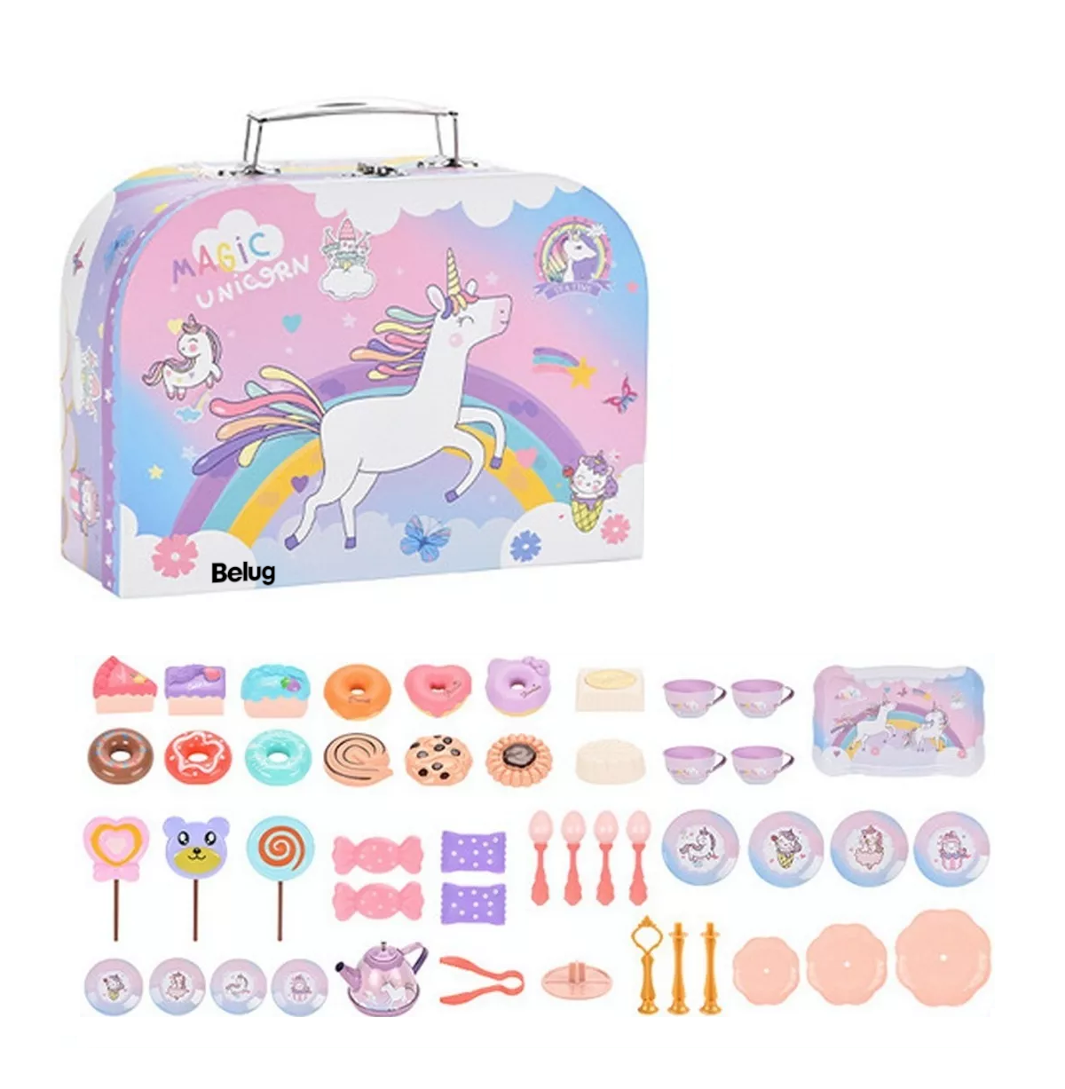 Foto 2 pulgar | Juguete De Cocina Juego De Té Para Niños Con Pastel De Jugue Fantasy Unicorn Belug