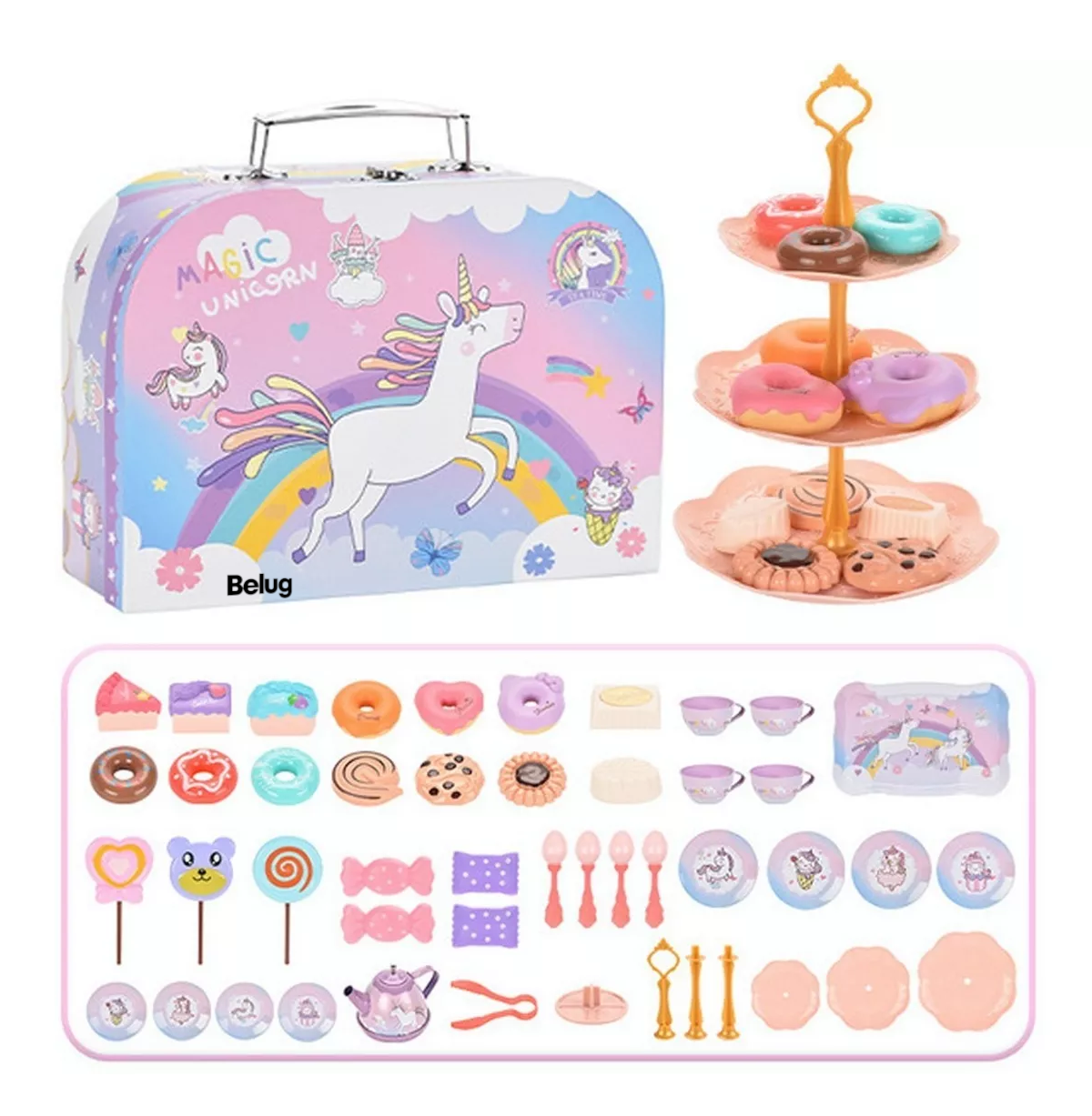 Foto 2 | Juguete De Cocina Juego De Té Para Niños Con Pastel De Jugue Fantasy Unicorn Belug