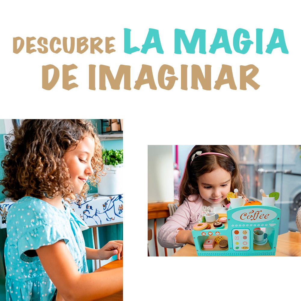 Foto 7 | Juego De Cafetería De Madera Para Preparar Y Servir Café, Te, Alimentos Y Pastelitos. Cafetera Cocinita Para Niña.