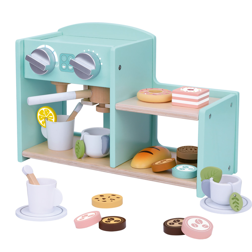 Foto 8 | Juego De Cafetería De Madera Para Preparar Y Servir Café, Te, Alimentos Y Pastelitos. Cafetera Cocinita Para Niña.