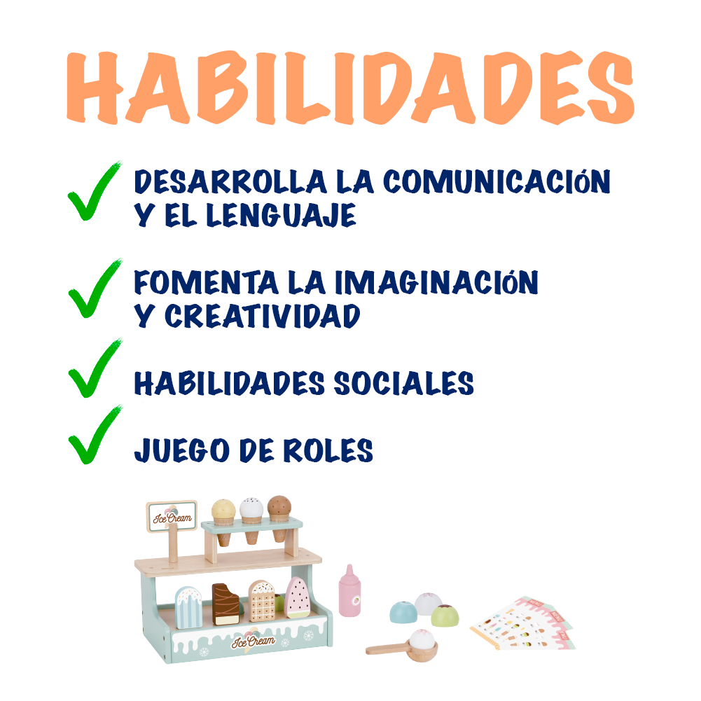 Foto 4 pulgar | Juego De Helados Con Accesorios De Madera. Juguete De Paletas Y Helados Para Niños Y Niñas Mágicamente