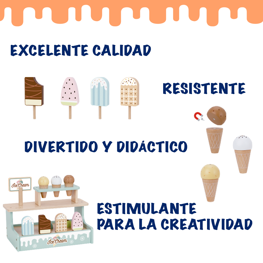 Foto 6 pulgar | Juego De Helados Con Accesorios De Madera. Juguete De Paletas Y Helados Para Niños Y Niñas Mágicamente