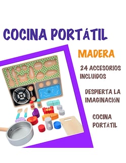 Foto 4 | Paquete Con 2 Juguetes Didácticos Picnic Y Cocina De Madera Para Niñas Mágicamente